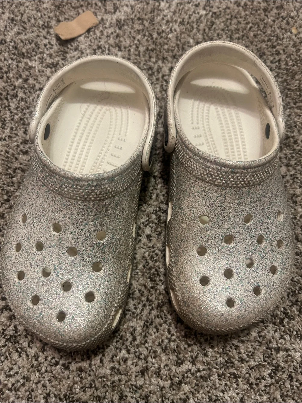CROCS Kids Glitter Clogs in Silver Multi